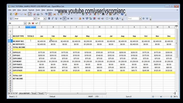 OpenOffice Calc Tutorial - How to Create a Profit & Loss Sheet with Formulas by VscorpianC смотреть онлайн