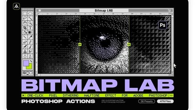 Download Bitmap LAB – one-click pixel halftone Photoshop action Stock Graphics смотреть онлайн