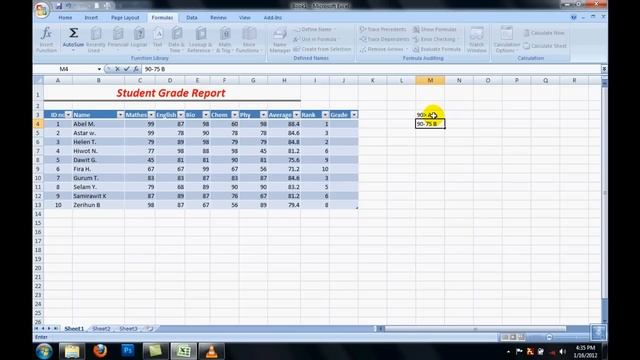 Grade Report in Excel Amharic