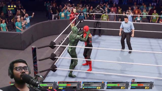 Spiderman Batman Ironman Vs Thanos Venom Greengoblin  Fight / WWE2K22
