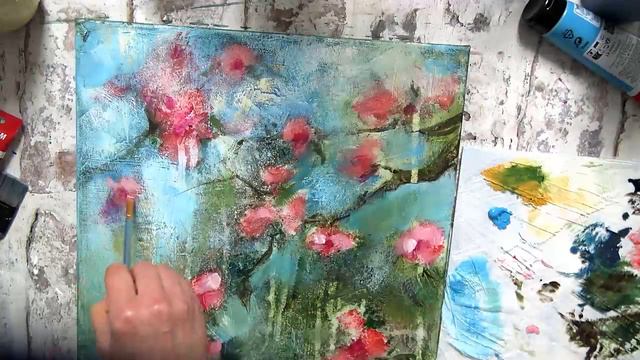 How to Paint Cherry Blossoms/Abstract Painting /Floral/ Acrylics/ Demo/MariArtHome смотреть онлайн