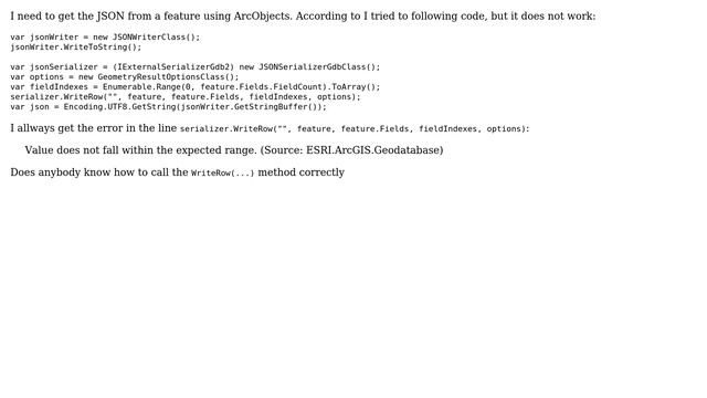 GIS: ArcObjects: Convert Feature to JSON смотреть онлайн