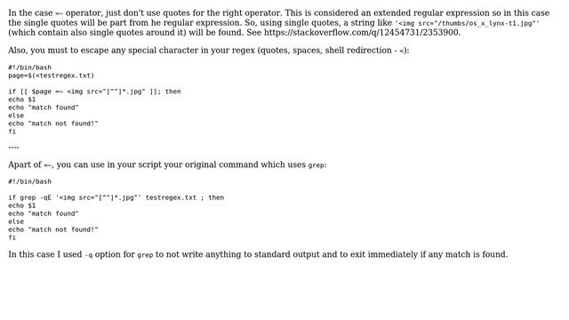 Ubuntu: regex search works with `grep -E` but not with bash script? (2 Solutions!!) смотреть онлайн