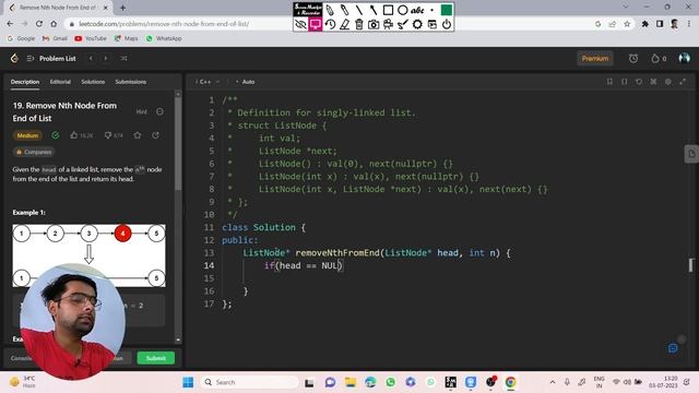 Remove Nth Node From Last of linked list , Leetcode 19 смотреть онлайн