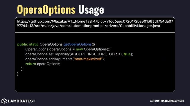 org openqa selenium opera OperaOptions with examples смотреть онлайн