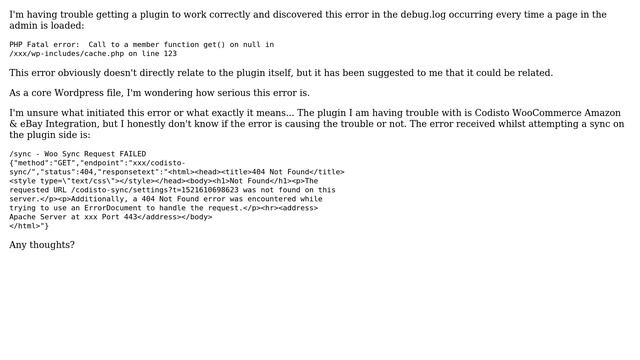PHP Fatal error: Call to a member function get() on null in /wp-includes/cache.php on line 123 смотреть онлайн