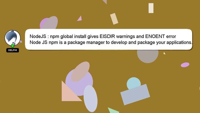 NodeJS : npm global install gives EISDIR warnings and ENOENT error смотреть онлайн
