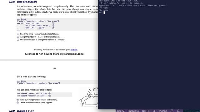 Tiny Python Projects: Ch 3 Pt 9 (List are mutable, strings are not) смотреть онлайн