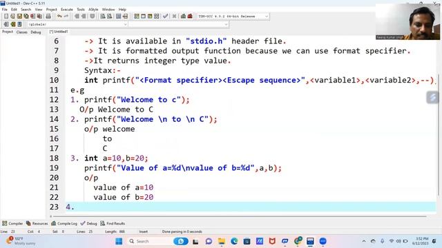 I/O operation in C(printf() & scanf() function) || By:- NKS смотреть онлайн