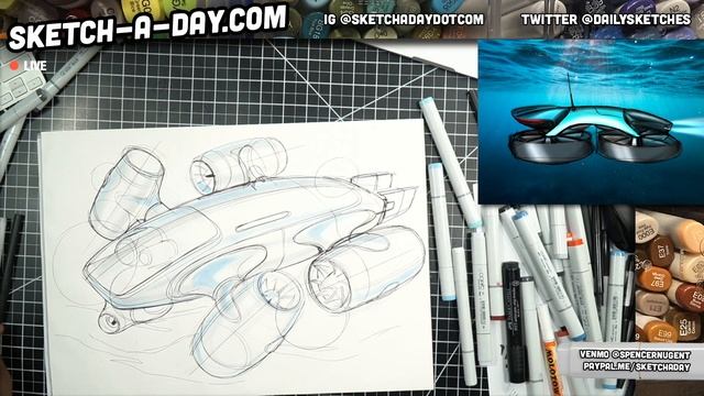 Sketch A Day: How to draw an underwater drone - live recap смотреть онлайн