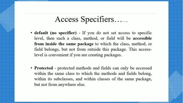 java modifier,java access specifiers,public,private,protected,default смотреть онлайн