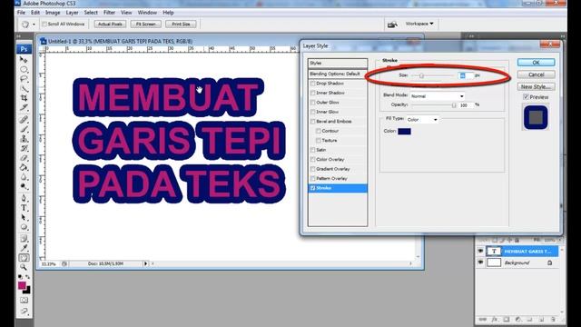 TUTORIAL PHOTOSHOP CS3 - Membuat Garis Tepi/Garis Double Pada Teks смотреть онлайн