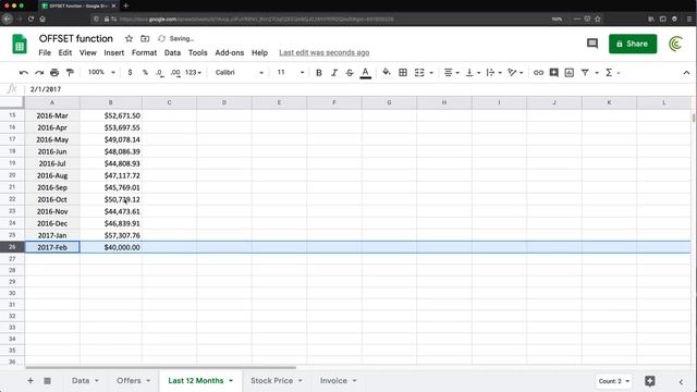 OFFSET Function - Google Sheets смотреть онлайн