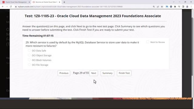 1Z0-1105-23 - Oracle Cloud Data Management 2023 Foundations Associate [SCORE=96.4%] смотреть онлайн
