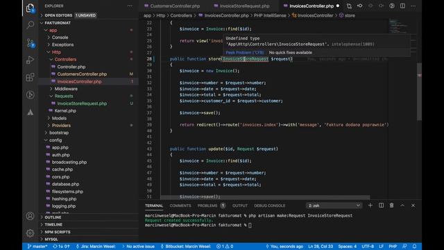 Custom Request | Walidacja danych na poziomie requestu | Obsługa błędów PHP | Kurs Laravel część 22 смотреть онлайн