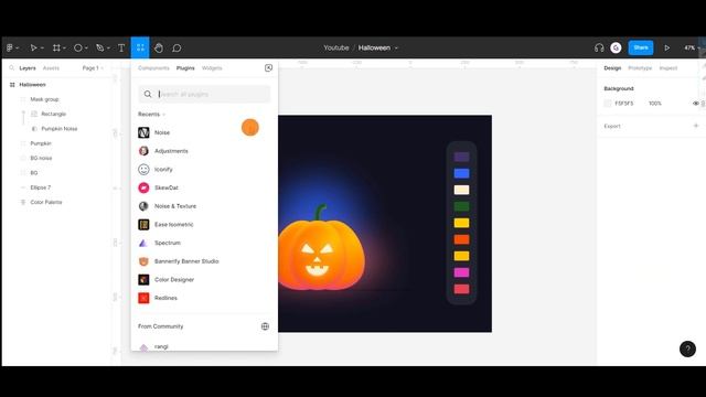 Halloween ? Pumpkin  + Grain Texture Illustration Easy Tutorial In Figma