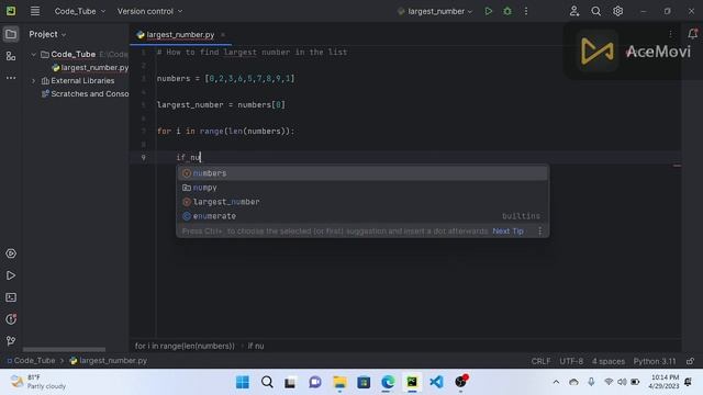 #100daysofpython #day0 Python Tutorial: How to Find the Largest Number in a List смотреть онлайн