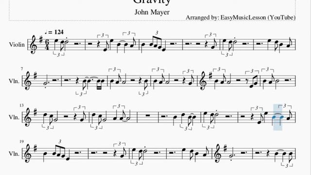 Violin Sheet Music: How to play Gravity by John Mayer смотреть онлайн