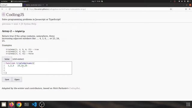 Javascript Codingjs (Codingbat) Array-2 solutions (1-6) смотреть онлайн