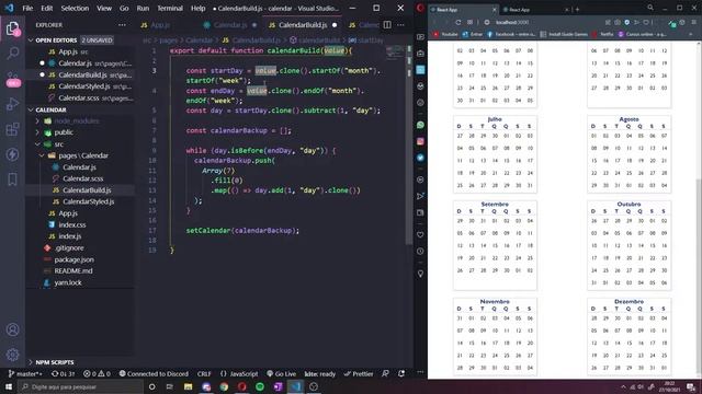 Criando calendário completo e customizável utilizando React Js e moment смотреть онлайн