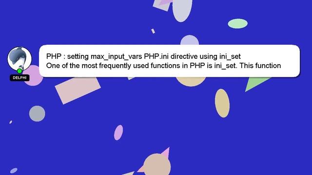 PHP : setting max_input_vars PHP.ini directive using ini_set смотреть онлайн