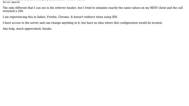 URL generates a 302 redirect when clicking it in a link for most browsers - but returns 200 when... смотреть онлайн