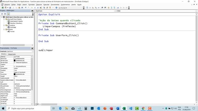 [VBA] Function para limpar os campos TextBox, CheckBox, ComboBox do formulário смотреть онлайн