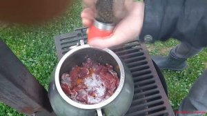 Перловая каша с говядиной.В афганском казане на костре...