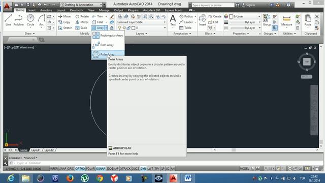 8-)Arc-Rotate-Array-Polygon Çalışması / AutoCAD Education / смотреть онлайн