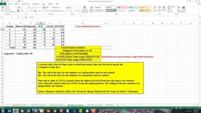 Chi-Square for Dependence Using Excel смотреть онлайн