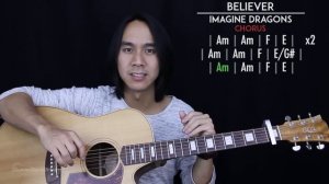 Believer Guitar Tutorial - Imagine Dragons Guitar Lesson 🎸 |Easy Chords + Tabs + Guitar Cover|