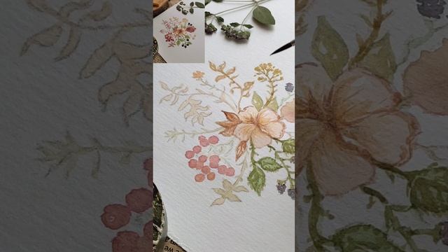 Рисуем осеннюю композицию акварелью. смотреть онлайн