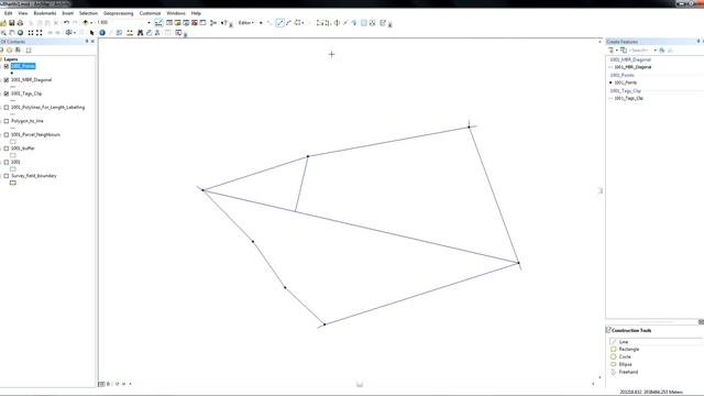 ArcGIS 10.2 - Editor - Draw perpendicular lines from vertices to the diagonal of a polygon смотреть онлайн