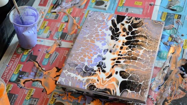Акриловая заливка на клее ПВА, колере и акриловой строительной краске./Acrylic fluid pouring. смотреть онлайн