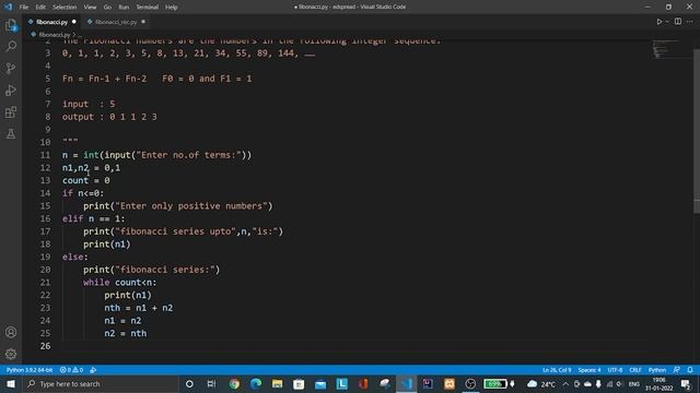Fibonacci series using iteration in python смотреть онлайн