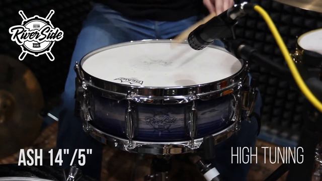 14"/5" ash Riverside snare drum, high tuning. смотреть онлайн