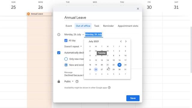 Setting Annual Leave in Google Calendar смотреть онлайн