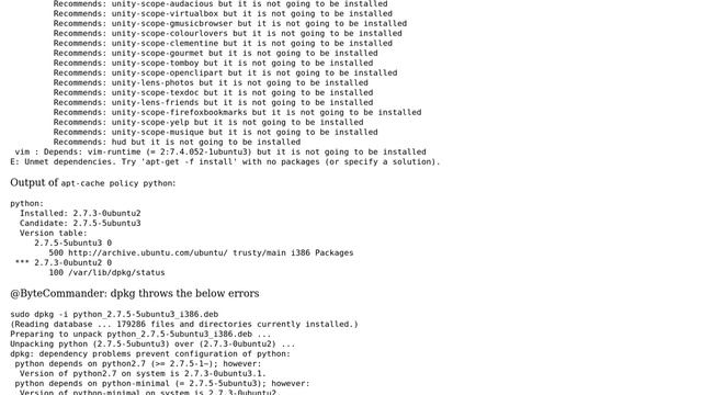 Ubuntu: Unmet dependencies. Try 'apt-get -f install' with no packages смотреть онлайн