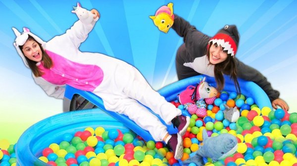 Family fun & Slide and Ball pit for kids - Fun videos for kids