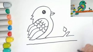 Как нарисовать птичку легко и поэтапно для детей