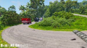 Автомобили, грузовики, автобусы, полицейские погони против огромных лежачих полицейских #10 - BeamNG