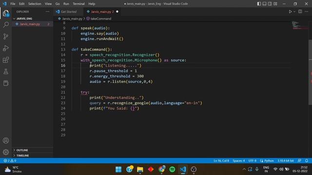 Wake up Jarvis - HOTWORD DETECTION | Part 1 | In English| How to Make Jarvis In Python|Jarvis Pytho смотреть онлайн