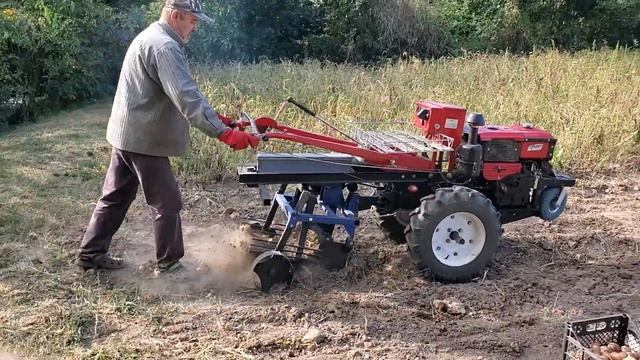 Викопування бульб мотоблоком "Forte-121" в парі з шепетівською грохотною копалкою. Урожай 2022. смотреть онлайн