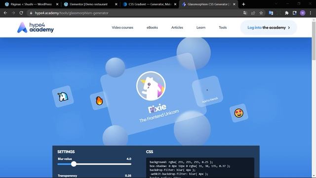 Generador de Código CSS para Elementor PRO y WordPress | Glasmorfismo y Degradados. смотреть онлайн