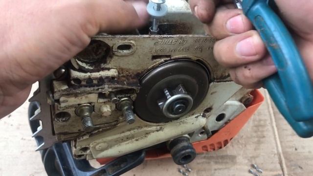 Как вытащить масляный насос на бензопиле Stihl ms 180 смотреть онлайн
