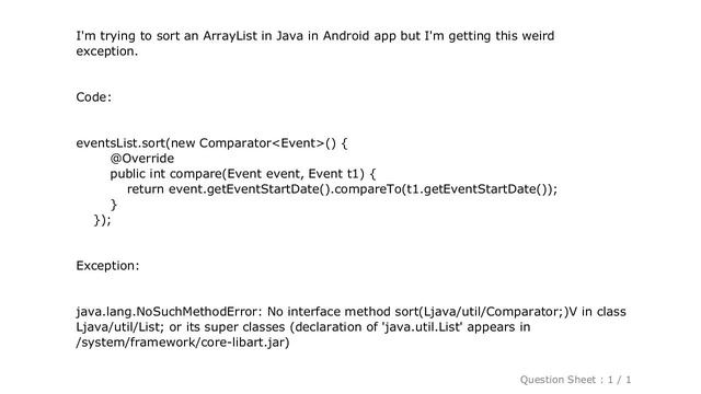 Android : java.lang.NoSuchMethodError: No interface method sort(Ljava/util/Comparator;) exception i смотреть онлайн