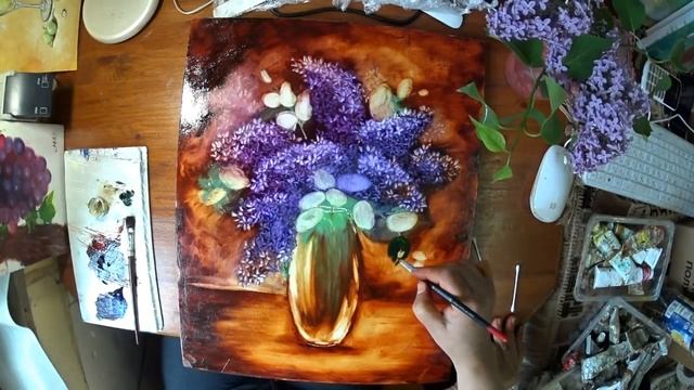 Сирень в технике " масло"(подробно) смотреть онлайн