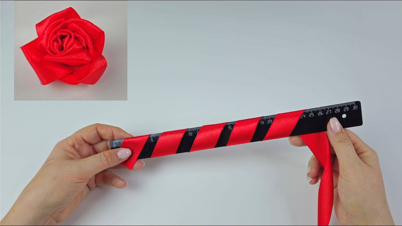 Как очень просто сделать цветок розы из атласной ленты/ Без шитья/ Украшения из ленты смотреть онлайн