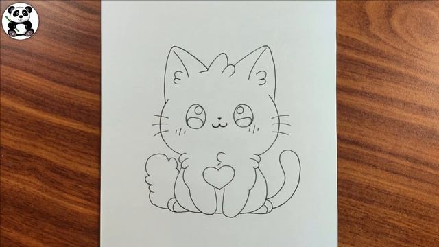 Cute fattu cat drawing | kids drawing | animals art смотреть онлайн