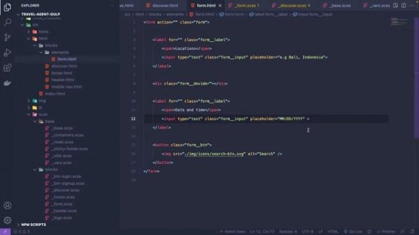 Travel Agent 1/4. HTML верстка лендинга Travel Agent на Gulp сборке. Autocomplete, календарь